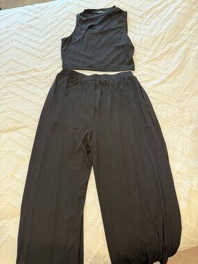 Black Wide-Leg Lounge Pants